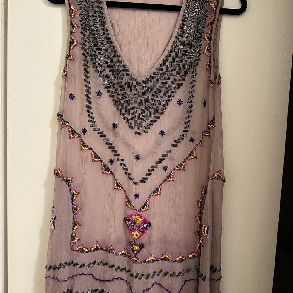 YaYa Aflalo Beaded Mini Dress in Lavender and Multicolor